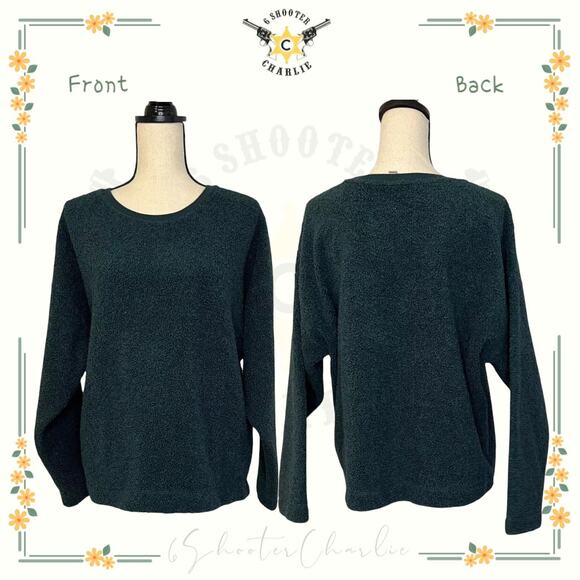 LOFT Ann Taylor Sweater Sz XL Dark Green Pullover Sweater Long Sleeve Soft Fuzzy - Picture 1 of 7